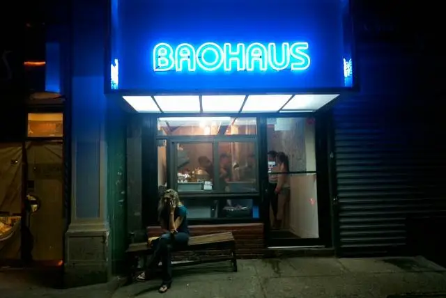 (Garth Johnston/Gothamist)BaoHaus: Eddie Huang has made quite an image for himself as a bad boy chef but the man does know how to cook, and he really knows his way around a steamed bun (as anyone who has been to his Lower East Side restaurant can attest). So who are we to complain that he's gone and opened a second one on 14th Street? Between this latest addition, the pizza at Artichoke and the fried goodness at Led Zeppole, suddenly the strip between Third Avenue and First is a stoner's dream!The new BaoHaus is larger than the old one and has a deep frier, which means that in addition to your old favorites (mmmm...Chairman Bao) you can dig into new additions like a fried fish bao and the Fried Oyster Po Bao. And that's not all! The sparsely decorated joint also plans on branching out from just baos with a few other dishes (and delivery is on the way). 238 E 14th Street